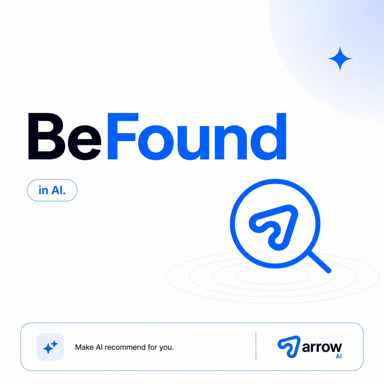 Arrow AI GEO Be Found in AI campaign visual